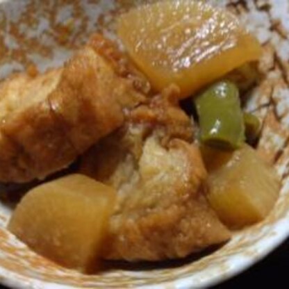 仙台麩はとてもジューシーなので、お肉はなしで作りました。野菜は大根とインゲンだけですが、美味しかったです。